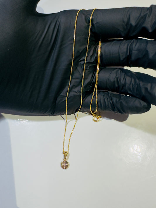 Cadena venenciana con cruz con circones