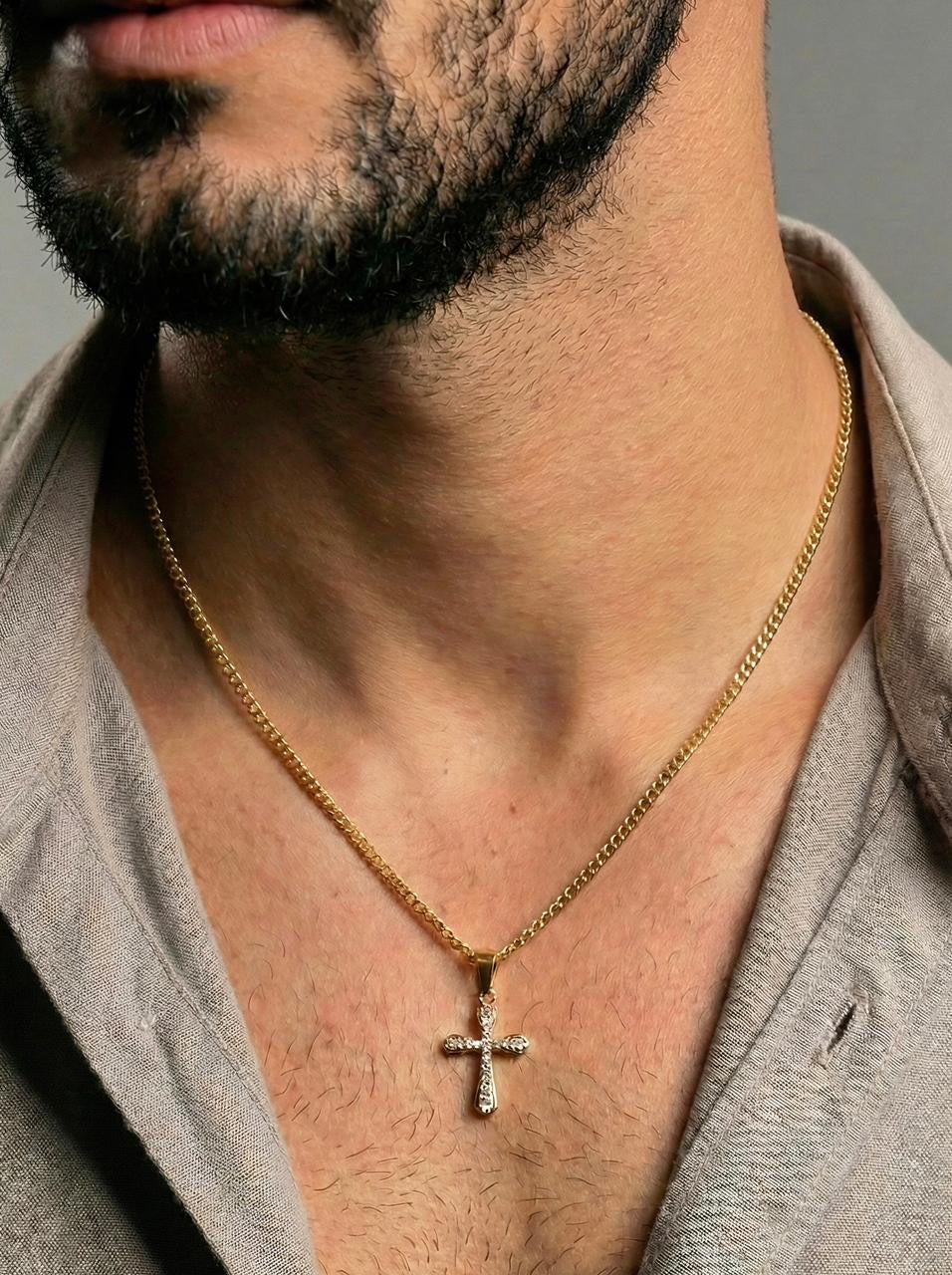 Cadena venenciana con cruz con circones